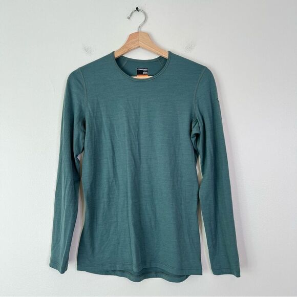 Icebreaker Merino 200 Base Layer Long Sleeve Top in Green Size - Picture 1 of 7